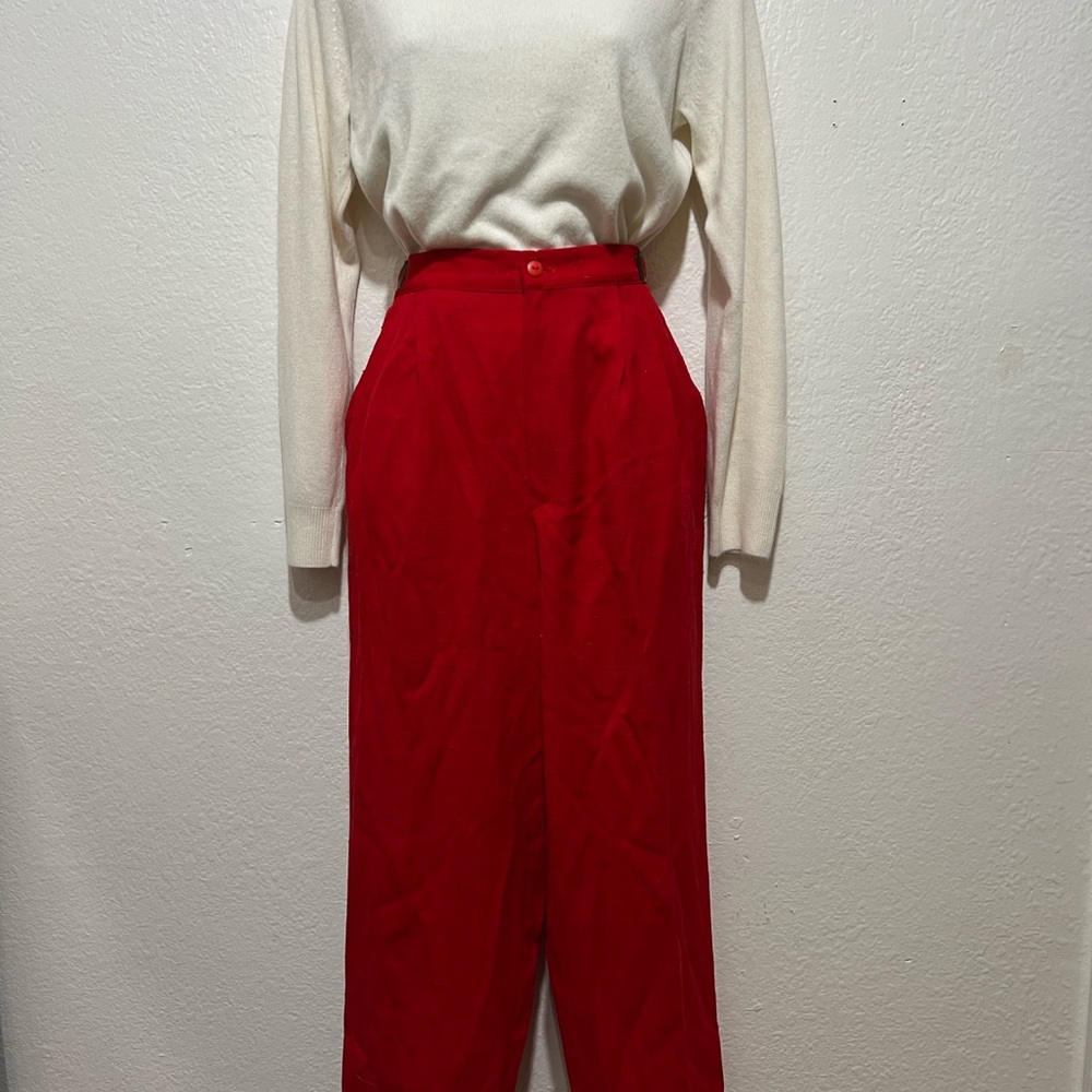 Elegant Vintage Red Women's Pants